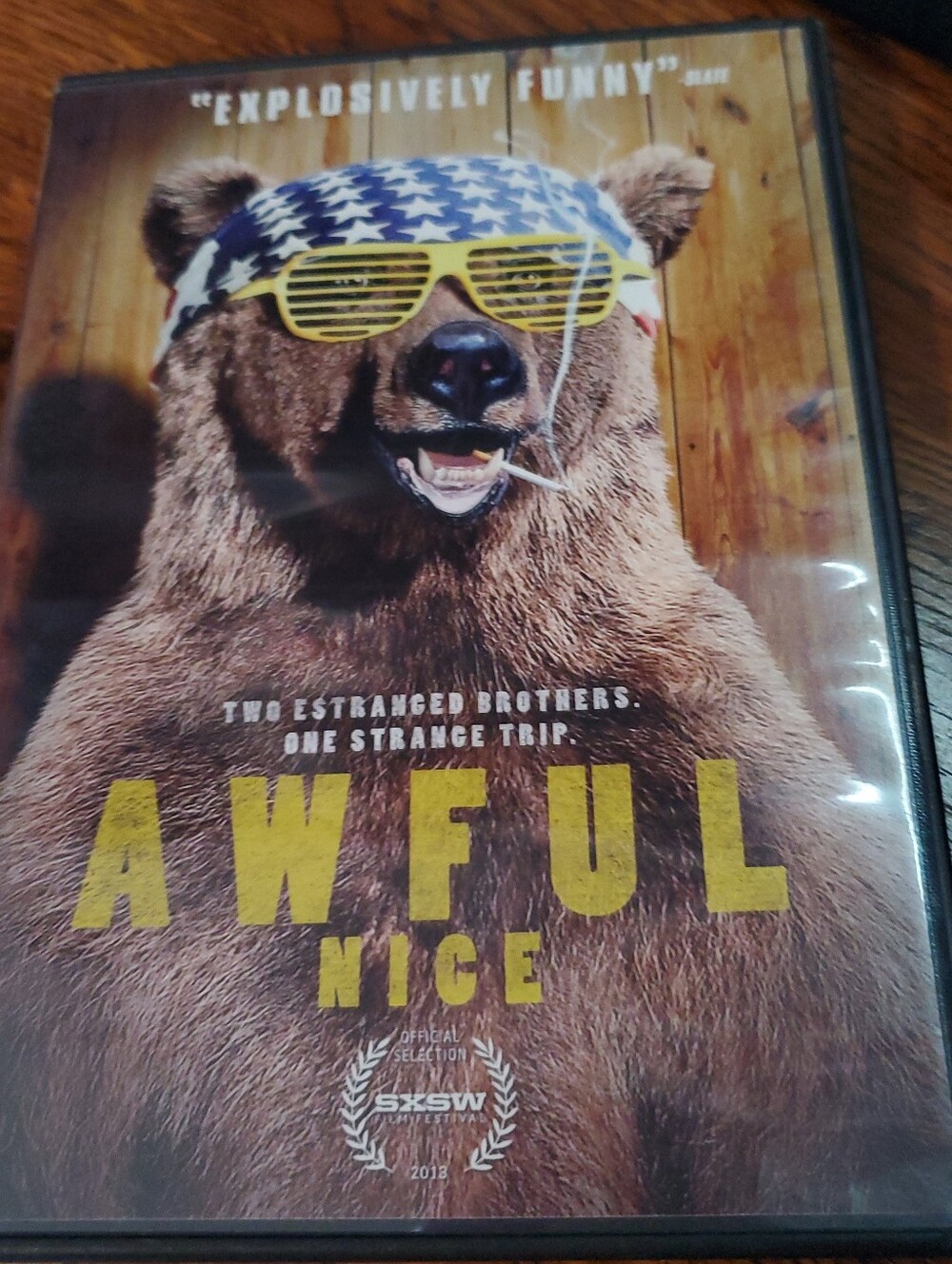 Awful Nice Bear DVD- Brown with Yellow Text